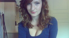 Woman faces blue eyes redheads cleavage