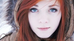 Woman faces blue eyes redheads pale skin