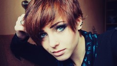 Woman faces blue eyes short hair redheads deviantart portraits 