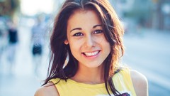 Woman faces blurred brunettes models depth of field Laura 