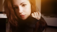 Woman faces brown eyes redheads sweaters