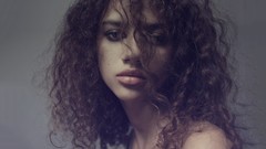 Woman faces brunettes curly hair Simple Background