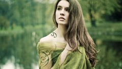 Woman faces brunettes models