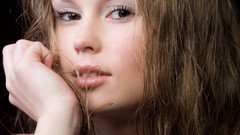 Woman faces brunettes models hair in face Met-Art magazine 