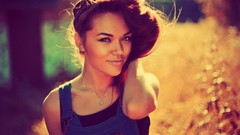 Woman faces brunettes models hands on face Natali Danish