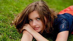 Woman faces brunettes models lying down teen