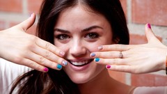Woman faces brunettes models nails art