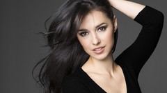 Woman faces brunettes models Simple Background Cristina Brondo