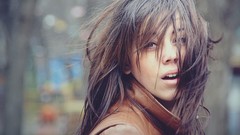 Woman faces brunettes open mouth