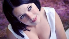 Woman faces brunettes piercings cleavage