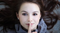 Woman faces brunettes sweaters