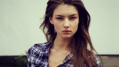 Woman faces brunettes vika levina portraits upscaled