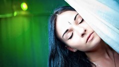 Woman faces closed eyes black hair Fedor Shmidt