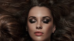 Woman faces closed eyes brunettes