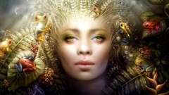 Woman faces digital art