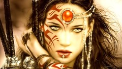 Woman faces drawings tattoos piercings artwork