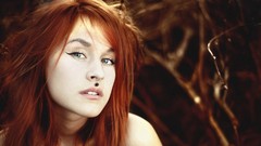 Woman faces fashion piercings redheads portraits pierced lips