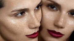 Woman faces freckles