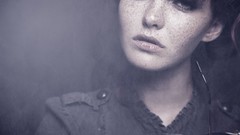 Woman faces freckles