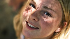 Woman faces freckles