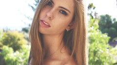 Woman faces freckles portraits