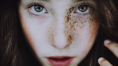 Woman faces freckles teen portraits
