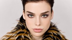 Woman faces green eyes brunettes models Raina Hein
