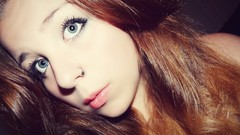 Woman faces green eyes brunettes nose ring