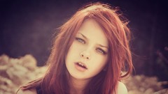 Woman faces green eyes brunettes open mouth redheads teen