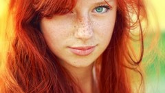 Woman faces green eyes freckles redheads