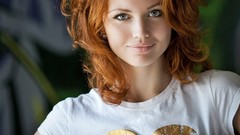 Woman faces green eyes redheads