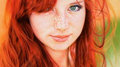 Woman faces green eyes redheads teen