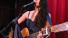 Woman faces guitars long hair brunettes singers models standing 