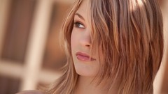 Woman faces hair in face Bree Daniels