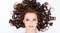 Woman faces hairstyle brunettes curly hair