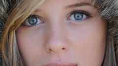 Woman faces jackets blondes blue eyes polar