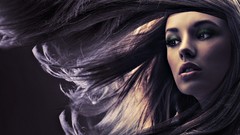 Woman faces long hair