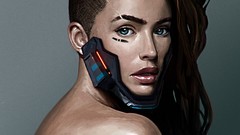 Woman faces long hair blue eyes