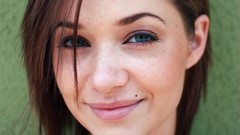 Woman faces long hair blue eyes brunettes models Sierra Love