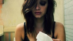 Woman faces long hair blue eyes brunettes models Sierra Love