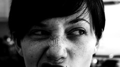 Woman faces long hair blue eyes brunettes models Sierra Love