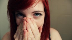 Woman faces long hair blue eyes redheads