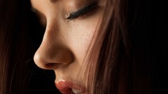 Woman faces long hair brunettes Elizabeth Marx Babes magazine