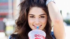 Woman faces long hair brunettes models Christine Gabel