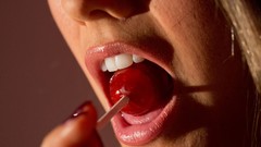 Woman faces long hair brunettes models portraits lollipops 