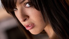 Woman faces long hair brunettes portraits pornstars Digital 