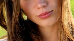 Woman faces long hair brunettes portraits pornstars Met-Art 