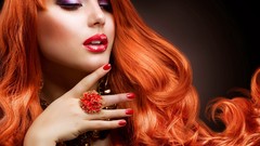 Woman faces long hair redheads portraits necklaces Jessica 