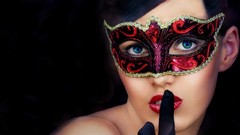 Woman faces masks blue eyes models Venetian masks