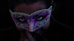 Woman faces masks smiling brunettes smiley face